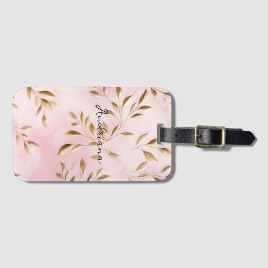赤面ピンク離れ金ゴールド結婚ズ ラゲッジタグ (正面横)