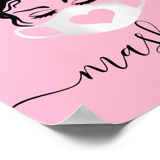 赤面ピンク顔マスク必須ソーシャルイベント安全性 ポスター (角)