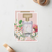 赤面ピンク香料ボトルフローラブライダルシャワー ノートカード (正面/裏面インサイチュ)