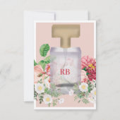 赤面ピンク香料ボトルフローラブライダルシャワー ノートカード (裏面)