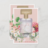 赤面ピンク香料ボトルフローラブライダルシャワー ノートカード (正面/裏面)