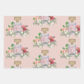 赤面ピンク香料ボトルフローラブライダルシャワー ラッピングペーパーシート (正面2)