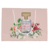 赤面ピンク香料ボトルフローラブライダルシャワー ラージペーパーバッグ (裏面)
