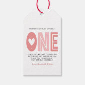 赤面ピンク1歳の誕生日ありがとう ギフトタグ (正面)