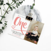 赤面ピンク1歳の誕生日ありがとう ポストカード