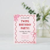 赤面ピンク1歳の誕生日招待状 出欠カード (スタンド正面)