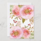 赤面ピンク1st誕生日の招待ラスティック金ゴールド 招待状 (裏面)