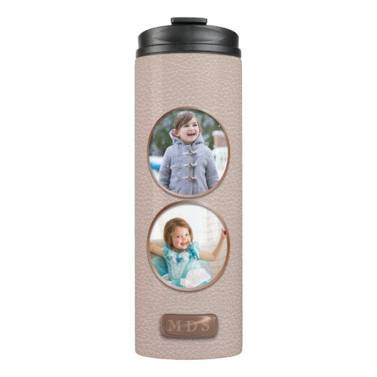 赤面ピンク2フォトコラージュエレガントモノグラムの タンブラー (正面)