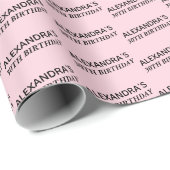 赤面ピンク30歳の誕生日パーソナライズされた ラッピングペーパー (ロールコーナー)