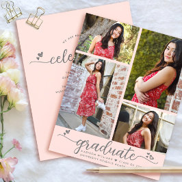 赤面ピンク4フォトバジェット卒業スクリプト招待状