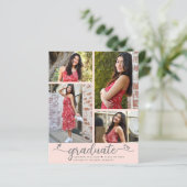 赤面ピンク4フォトバジェット卒業スクリプト招待状 (スタンド正面)