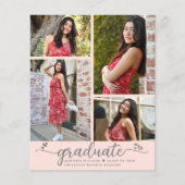 赤面ピンク4フォトバジェット卒業スクリプト招待状 (正面)