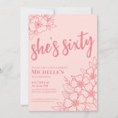 赤面ピンク60th誕生日パーティー 招待状 (正面)