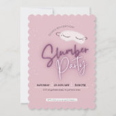 赤面ピンク、お泊り、眠り誕生日 招待状 (正面)