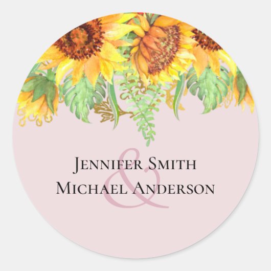 赤面ピンク(ひまわり結婚の予算) ラウンドシール (正面)