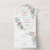 赤面ピンク&アイボリージオメト結婚リフローラ オールインワン招待状 (内側)