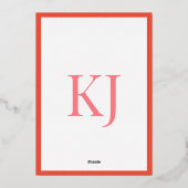 赤面ピンク+オレンジレッドイタリアンタイル無地の() 箔招待状 (裏面)