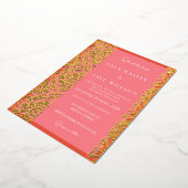赤面ピンク+オレンジレッドイタリアンタイル無地の() 箔招待状 (回転した状態)