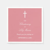 赤面ピンク《キリスト教》洗礼式や命名式パーティーナプキンス スタンダードカクテルナプキン (正面)