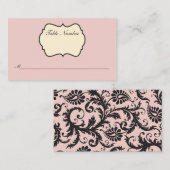 赤面ピンク、クリーム、グレーダマスク座席表 プレイスカード (正面/裏面)