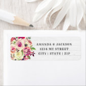 赤面ピンク&グリーンバラ結婚ズ差出人住所 ラベル (インサイチュ)