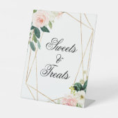 赤面ピンク&グリーン葉ズスイーツ&トリートサイン 台座サイン (正面)