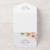 赤面ピンク&コーラルフラワーズ結婚フローラ オールインワン招待状 (外側)