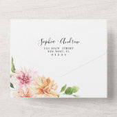 赤面ピンク&コーラルフラワーズ結婚フローラ オールインワン招待状 (裏面)