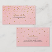 赤面ピンク&ゴールドフォイル紙吹雪ドットビジネスカード 名刺 (正面/裏面)