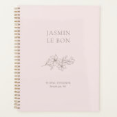 赤面ピンク | シックなミニマルフローラ プランナー手帳 (正面)