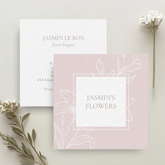 赤面ピンク | シックフローララベル スクエア名刺