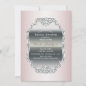 赤面ピンク&シルバーダイヤモンドきらきら光るヴィンテージ 招待状 (正面)