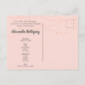 赤面ピンク&スチールシャーロシルエットキンセアニェラ インビテーションポストカード (裏面)