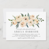 赤面ピンク&セージ水彩ブライダルシャワーバイメール 招待状 (正面)