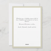 赤面ピンク&セージ緑の格子柄3写真クリスマス シーズンカード (裏面)