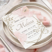 赤面ピンク&タウペロマンチックフローラブライダルシャワー 招待状