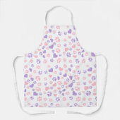 赤面ピンク&ダスティラベンダーハート&キャットポープリント エプロン (正面)
