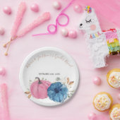 赤面ピンク&ネイビーカボチャ素朴フローラ ペーパープレート (パーティー)