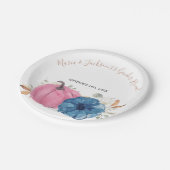 赤面ピンク&ネイビーカボチャ素朴フローラ ペーパープレート (アングル)