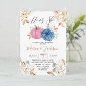 赤面ピンク&ネイビージェンダーリビールパーティの招待状 招待状 (スタンド正面)