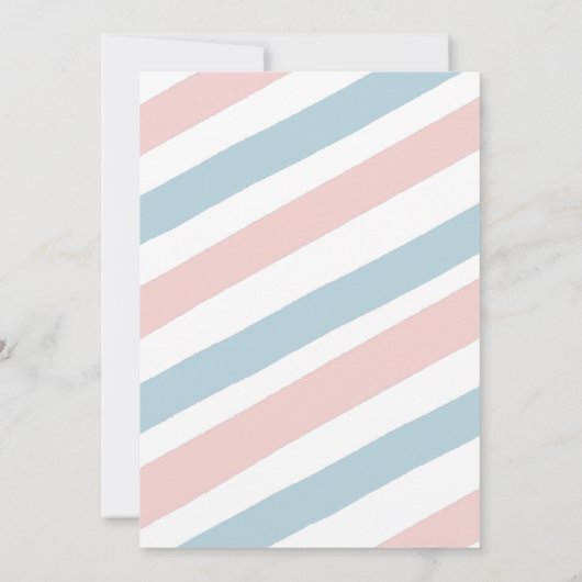 赤面ピンク&ネイビージェンダーリビールパーティの招待状 招待状 (裏面)