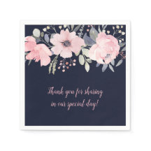 赤面ピンク&ネイビーフローラスクエア結婚ズ |