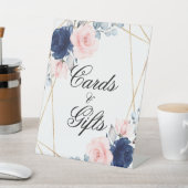 赤面ピンク&ネイビーブルーシャワーカード&ギフトサイン 台座サイン (インサイチュ)