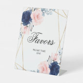 赤面ピンク&ネイビーブルーバラシャワーウィズサイン 台座サイン (正面)