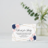 赤面ピンク&ネイビーブルーバラブックベビー エンクロージャーカード (スタンド正面)