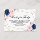 赤面ピンク&ネイビーブルーバラブックベビー エンクロージャーカード (正面)