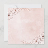赤面ピンク&バラゴールドフォイルフローラ結婚ズスクエア 招待状 (裏面)