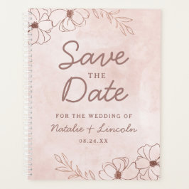 赤面ピンク&バラゴールドフォイル日付の結婚保存 プランナー手帳