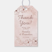 赤面ピンク&バラゴールドフォイル結婚ズサンキュー ギフトタグ (正面)