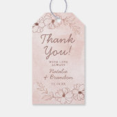赤面ピンク&バラゴールドフォイル結婚ズサンキュー ギフトタグ (裏面)